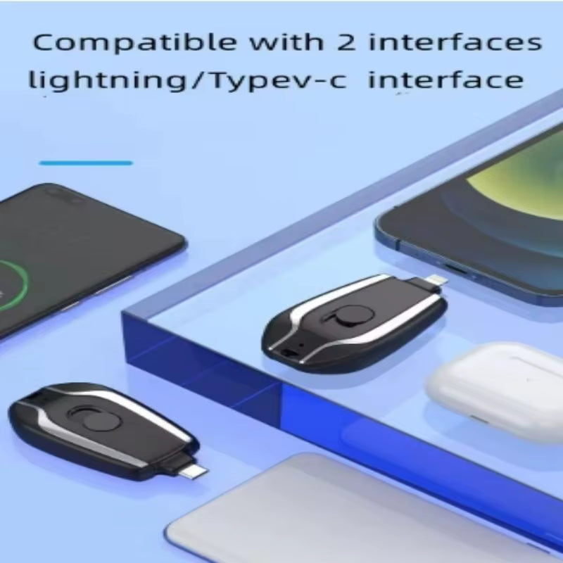 Compact 1500mAh Mini Keychain Power Bank - Your Essential Portable Emergency Charger for iPhone, Samsung, and Xiaomi