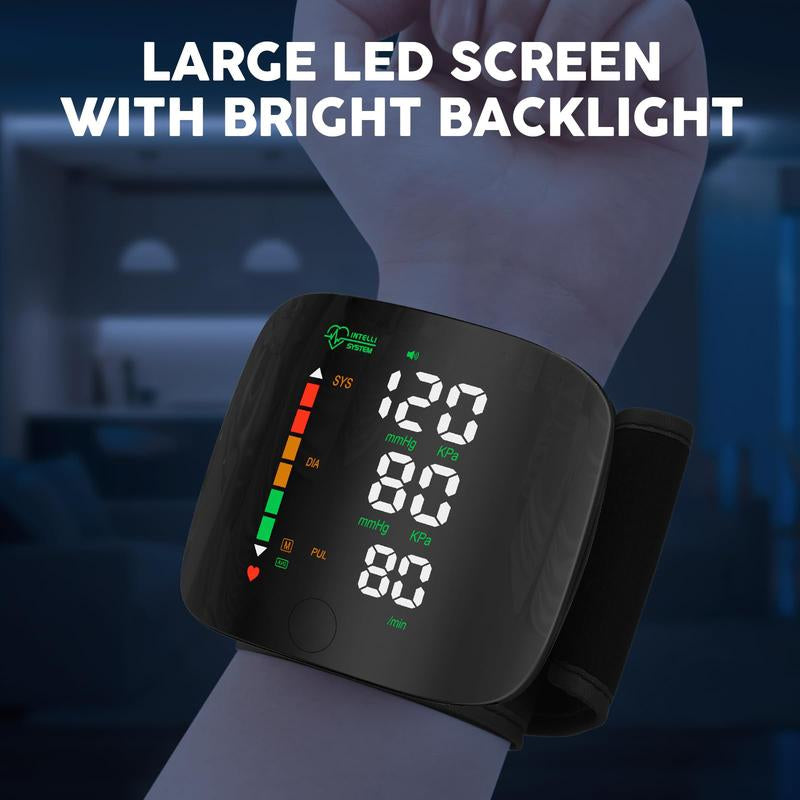 Stay Healthy with Our LED Touch Screen Rechargeable Wrist Blood Pressure Monitor - Voice Broadcast & 198 Memory Records for Precise Home Tracking!