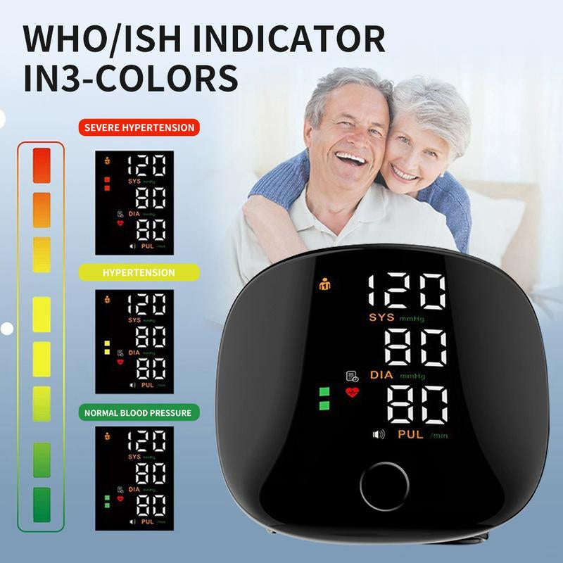 Stay Healthy with Our LED Touch Screen Rechargeable Wrist Blood Pressure Monitor - Voice Broadcast & 198 Memory Records for Precise Home Tracking!