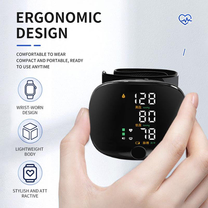 Stay Healthy with Our LED Touch Screen Rechargeable Wrist Blood Pressure Monitor - Voice Broadcast & 198 Memory Records for Precise Home Tracking!