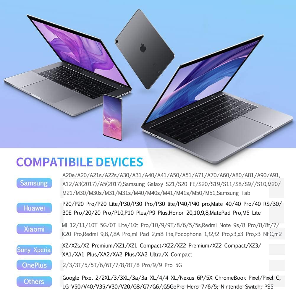 Revolutionize Your Charging Experience with the 2M USB C Fast Charging Cable Duo - Perfect for Samsung Galaxy S22/S21/S20, Pixel, PS5, and More!