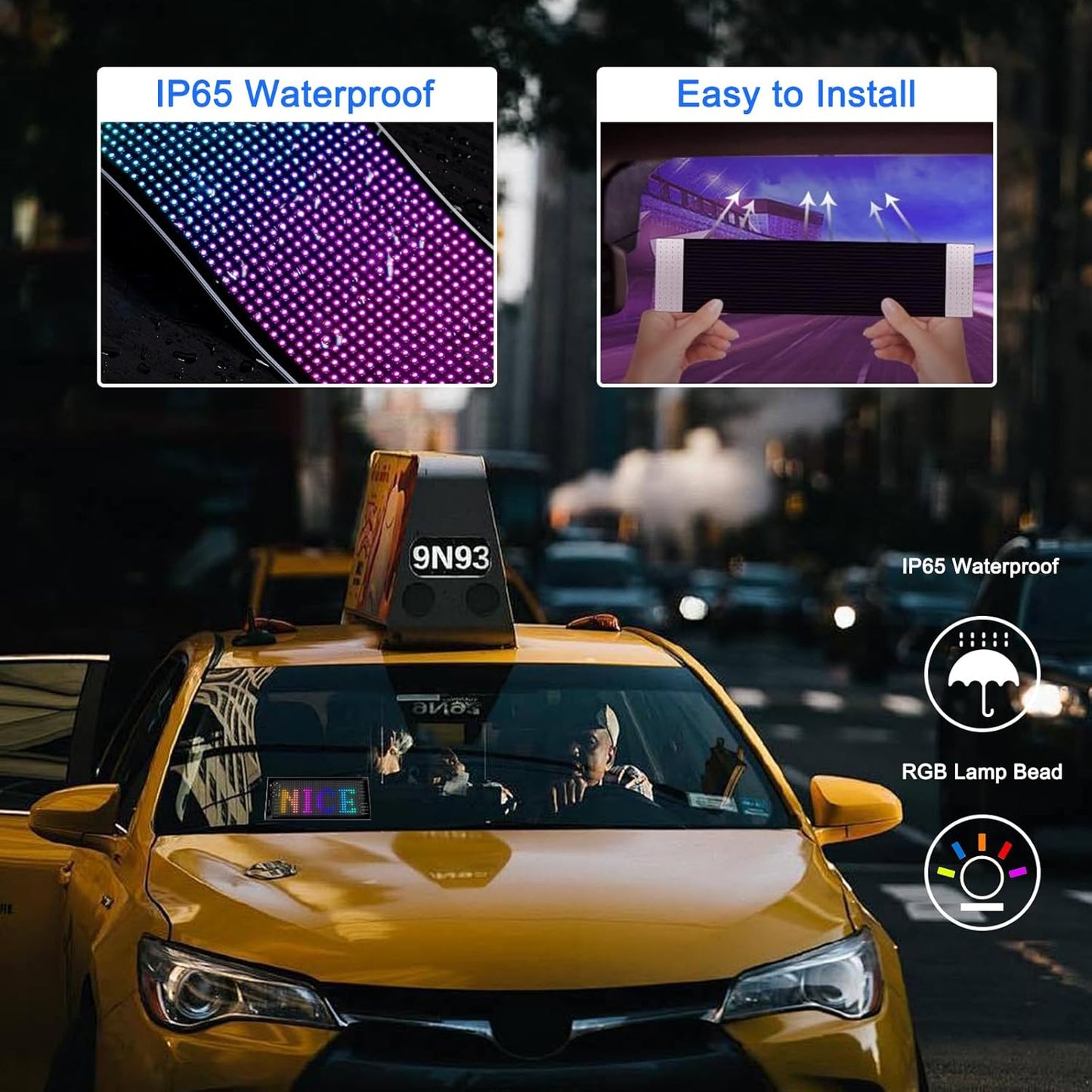 Transform Your Ride with the 17x7 CM Bluetooth LED Car Sign - Customizable Colors & Patterns for Interior Fun!