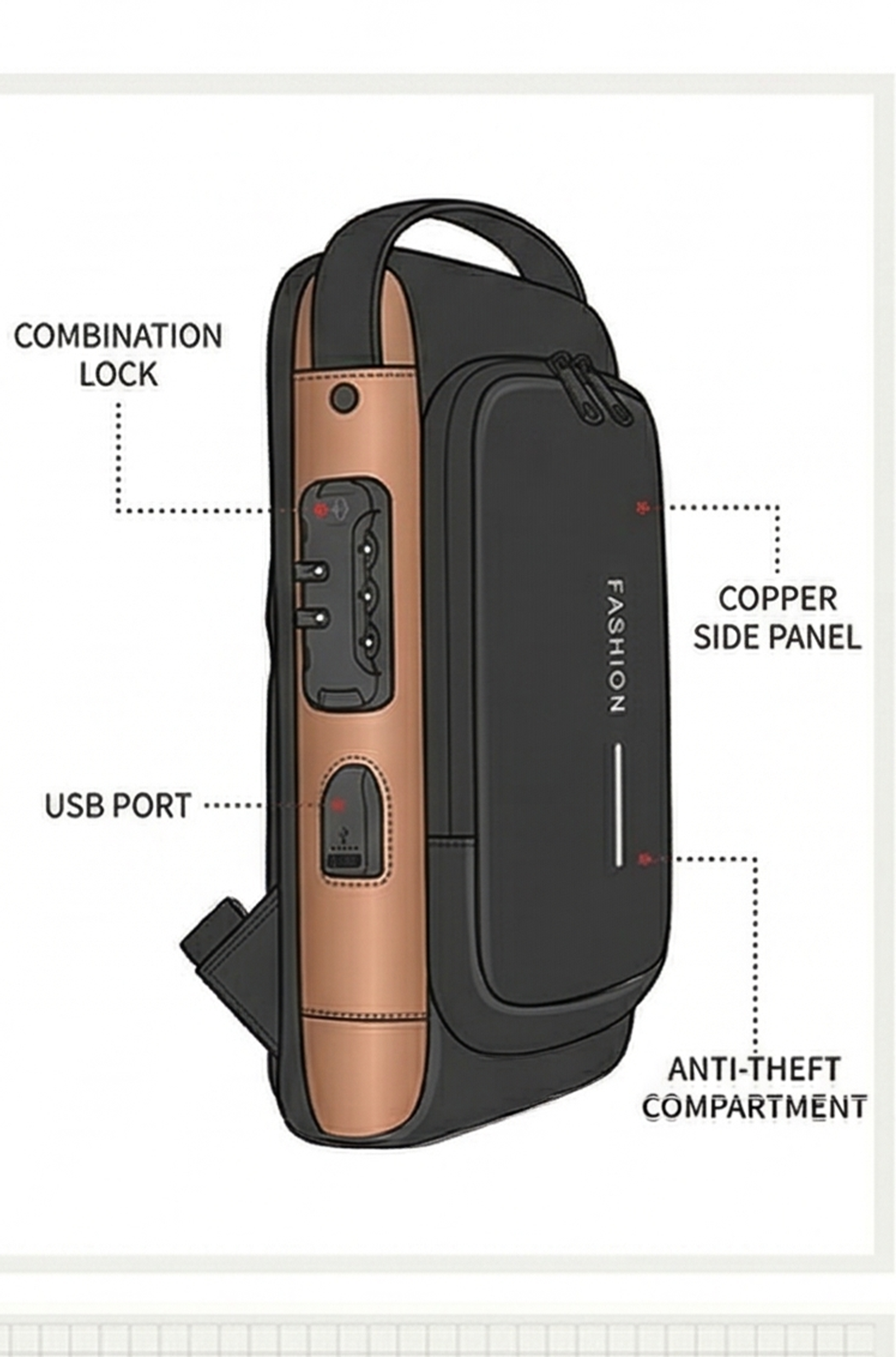 Men’s PU Leather Crossbody Bag – Anti-Theft Shoulder Chest Bag