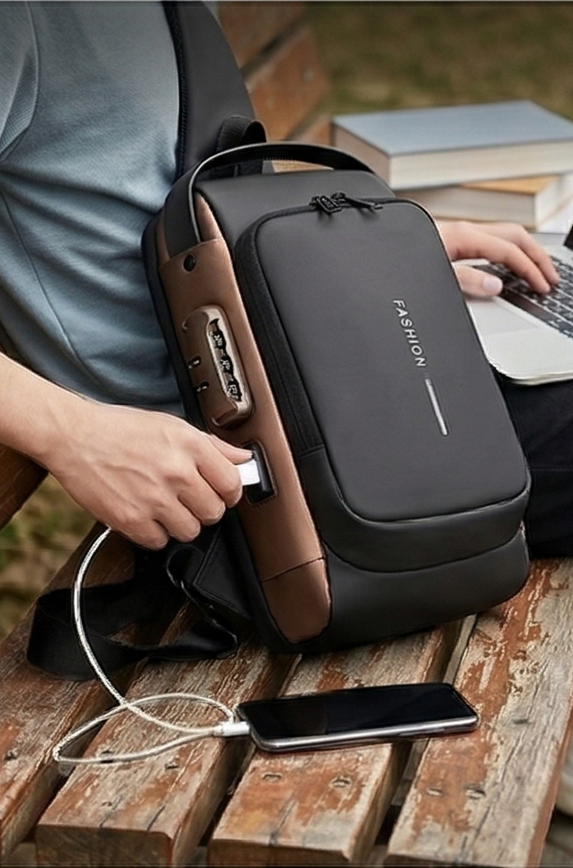 Men’s PU Leather Crossbody Bag – Anti-Theft Shoulder Chest Bag