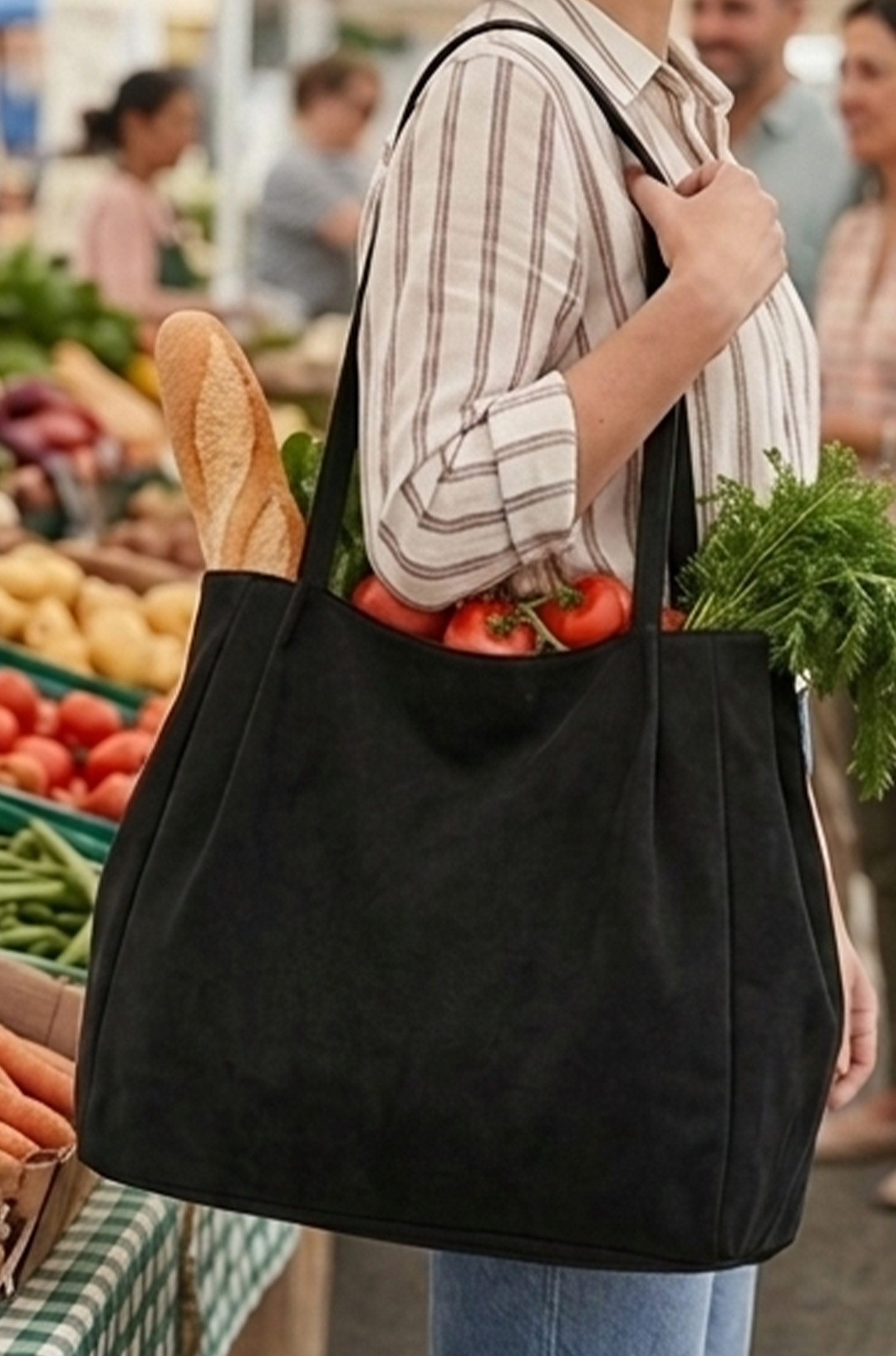 Large Canvas Shopper Tote – Eco Reusable Travel Shoulder Bag