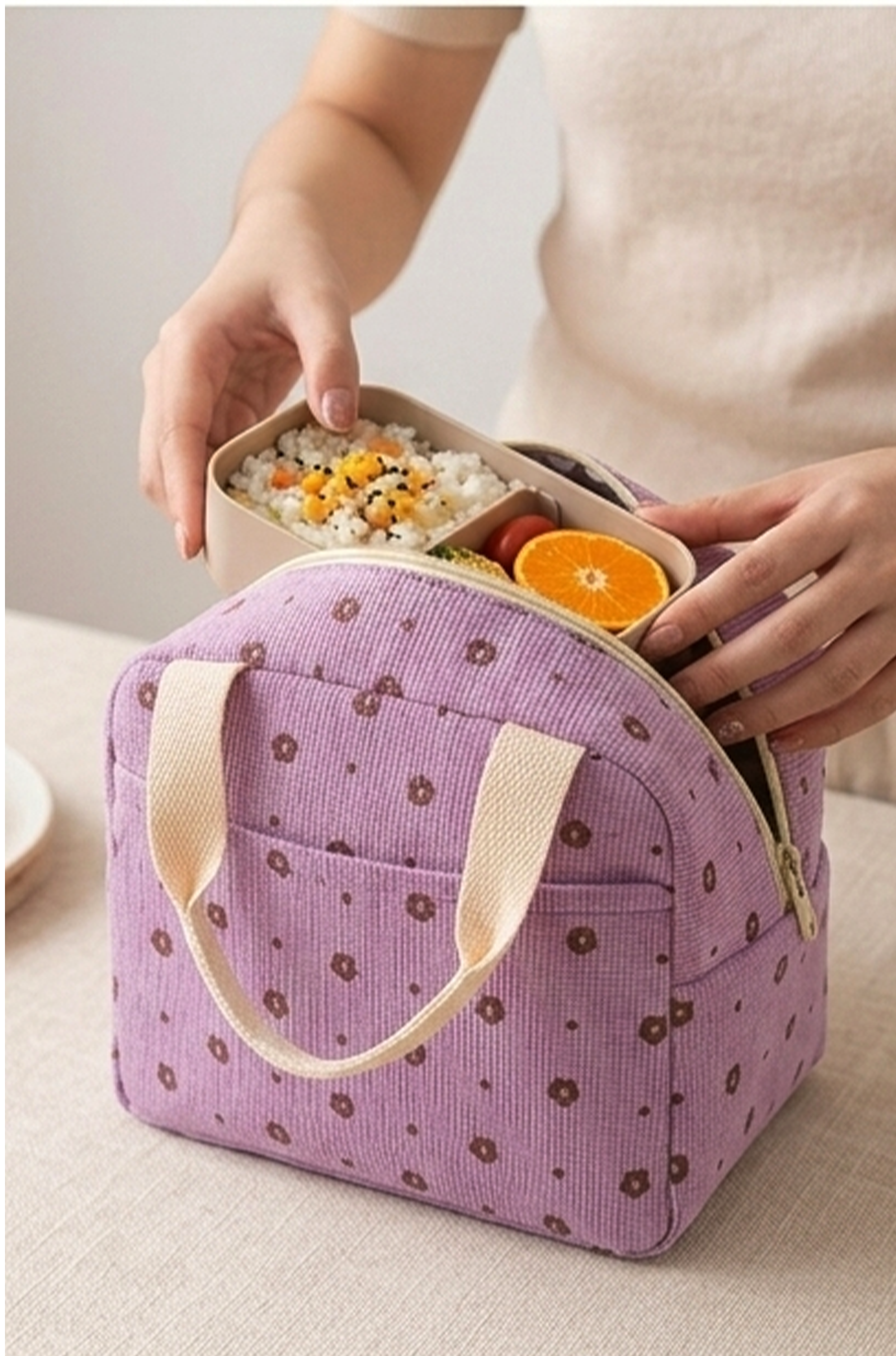 Floral Insulated Lunch Bag – Waterproof Thermal Cooler Tote