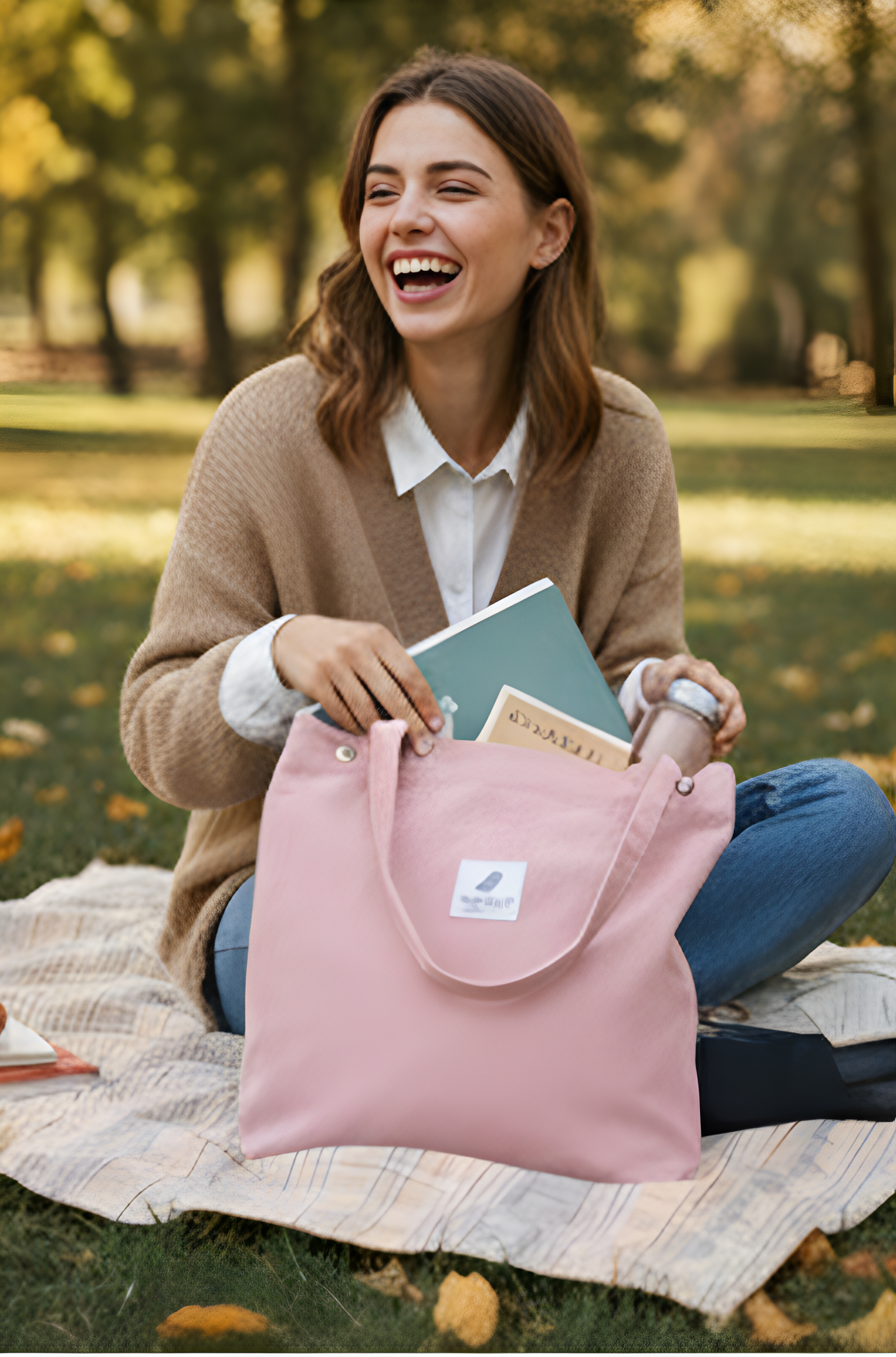 Corduroy Tote Bag for Women – Stylish Work & Travel Shoulder Bag