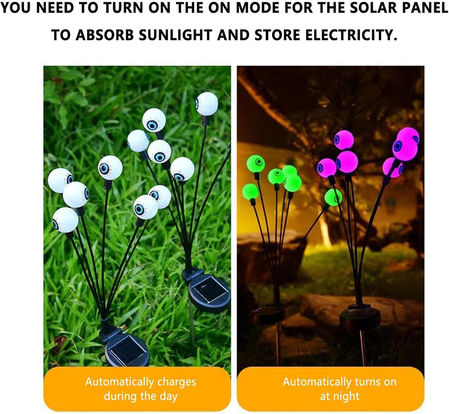 Solar LED Eyeball Lights - Waterproof Decorative Lighting for Patios, Pathways, and Flowerbeds