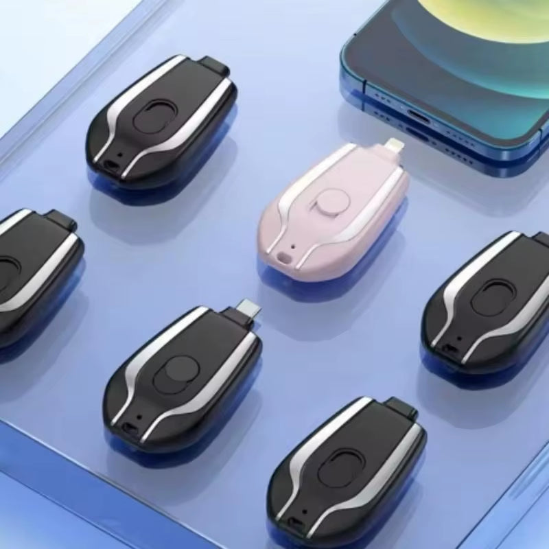 Compact 1500mAh Mini Keychain Power Bank - Your Essential Portable Emergency Charger for iPhone, Samsung, and Xiaomi