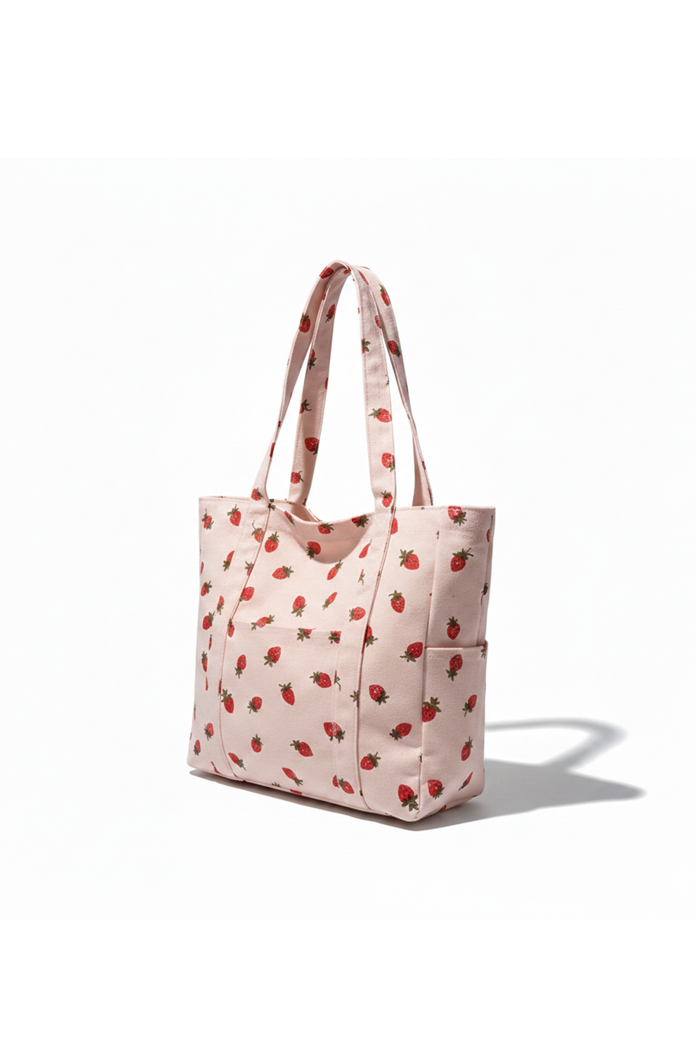 Tote bag with floral pattern on a white background