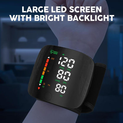 Stay Healthy with Our LED Touch Screen Rechargeable Wrist Blood Pressure Monitor - Voice Broadcast & 198 Memory Records for Precise Home Tracking!