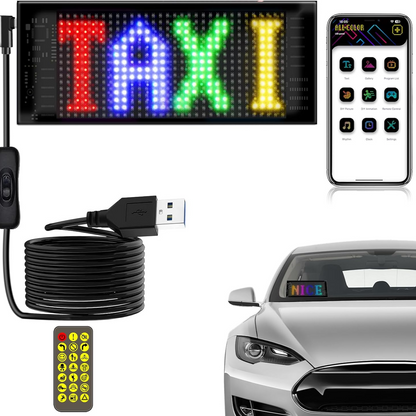 Transform Your Ride with the 17x7 CM Bluetooth LED Car Sign - Customizable Colors & Patterns for Interior Fun!