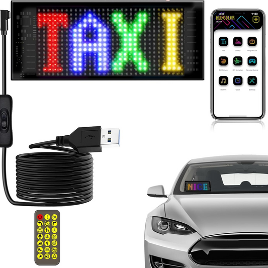 Transform Your Ride with the 17x7 CM Bluetooth LED Car Sign - Customizable Colors & Patterns for Interior Fun!