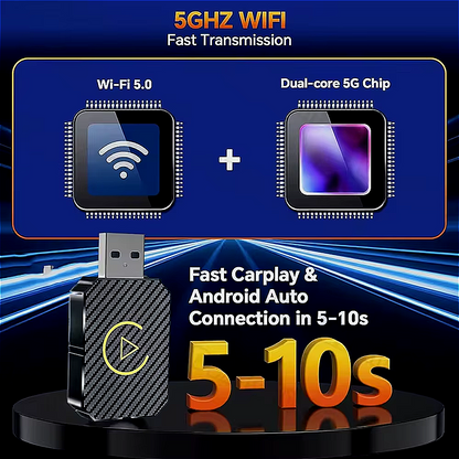 Transform Your Driving Experience with the Wireless CarPlay and Android Auto Adapter - The Ultimate 2-in-1 Mini AI Box for Audi, Toyota, VW, and Peugeot - Effortless Plug and Play Connectivity!