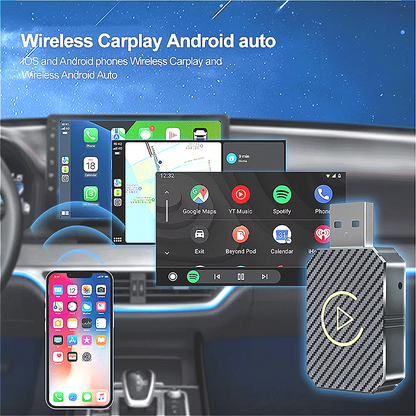 Transform Your Driving Experience with the Wireless CarPlay and Android Auto Adapter - The Ultimate 2-in-1 Mini AI Box for Audi, Toyota, VW, and Peugeot - Effortless Plug and Play Connectivity!