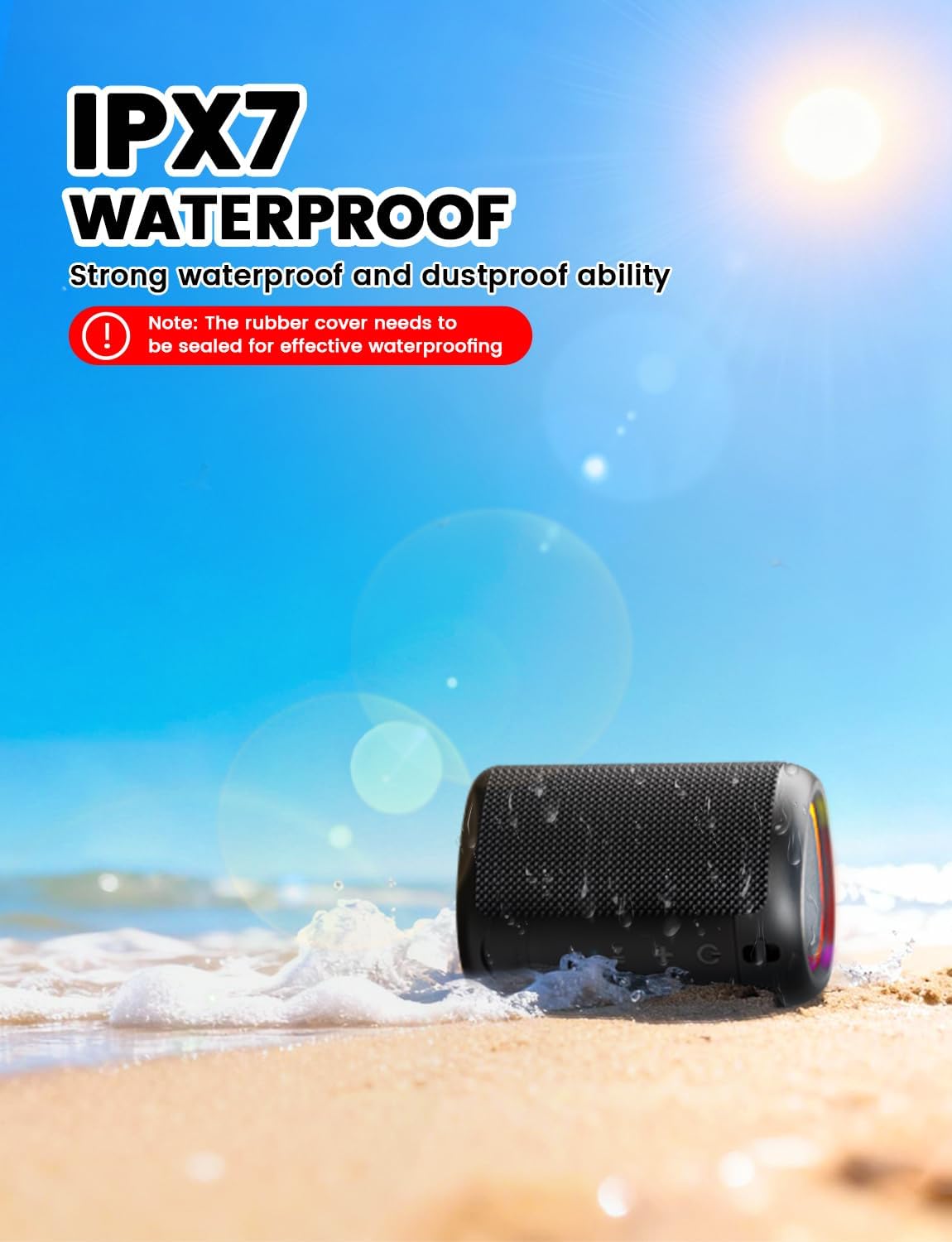 Unleash the Sound: 20W Portable Bluetooth Speaker with RGB Lights, 24-Hour Playtime, and Waterproof Design for Ultimate Outdoor Fun