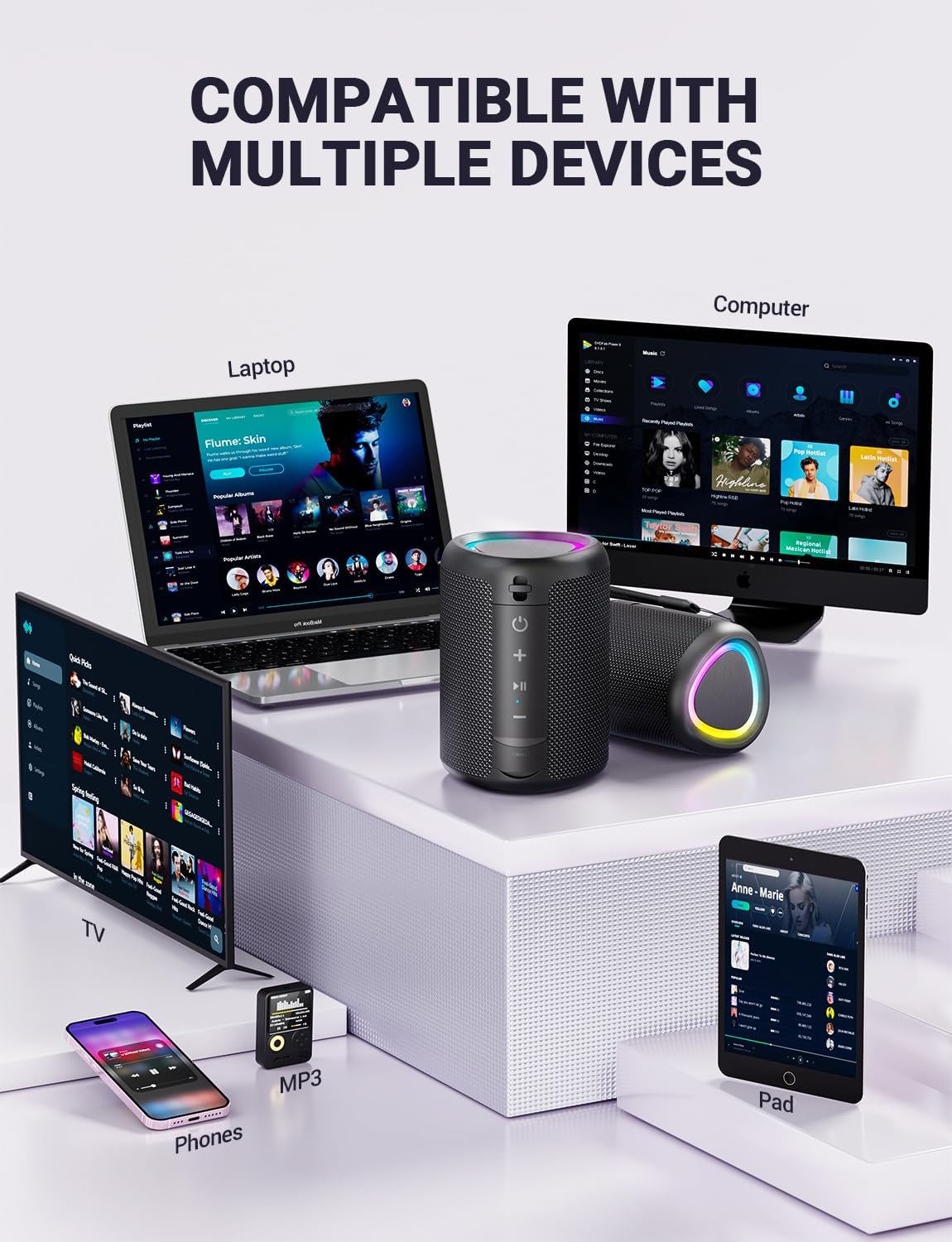 Unleash the Sound: 20W Portable Bluetooth Speaker with RGB Lights, 24-Hour Playtime, and Waterproof Design for Ultimate Outdoor Fun