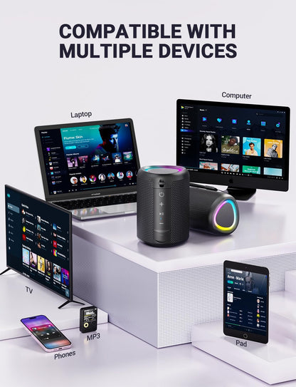 Unleash the Sound: 20W Portable Bluetooth Speaker with RGB Lights, 24-Hour Playtime, and Waterproof Design for Ultimate Outdoor Fun