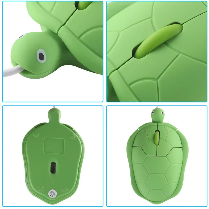 Green Turtle 2.4G Wired/Wireless Mouse Mute Button 1600DPI Auto Sleep Mini Office Mouse Suitable for Computers Laptops
