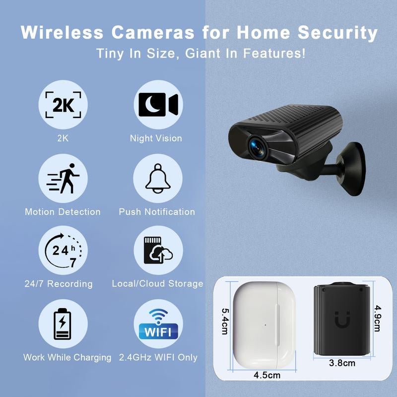 Stay Secure with Our Mini WiFi Surveillance Camera - 2K HD, Night Vision, and Strong Magnetic Design for Easy Installation!