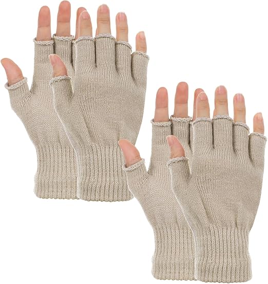 2 Pair Fingerless Winter Gloves – Warm Knit Half Finger Touchscreen Mittens