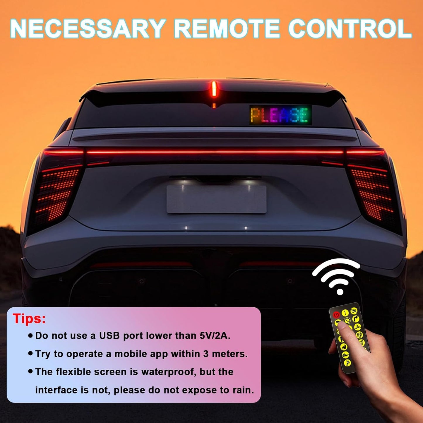 Transform Your Ride with the 17x7 CM Bluetooth LED Car Sign - Customizable Colors & Patterns for Interior Fun!