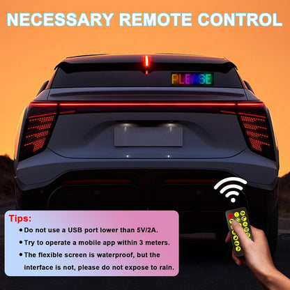 Transform Your Ride with the 17x7 CM Bluetooth LED Car Sign - Customizable Colors & Patterns for Interior Fun!