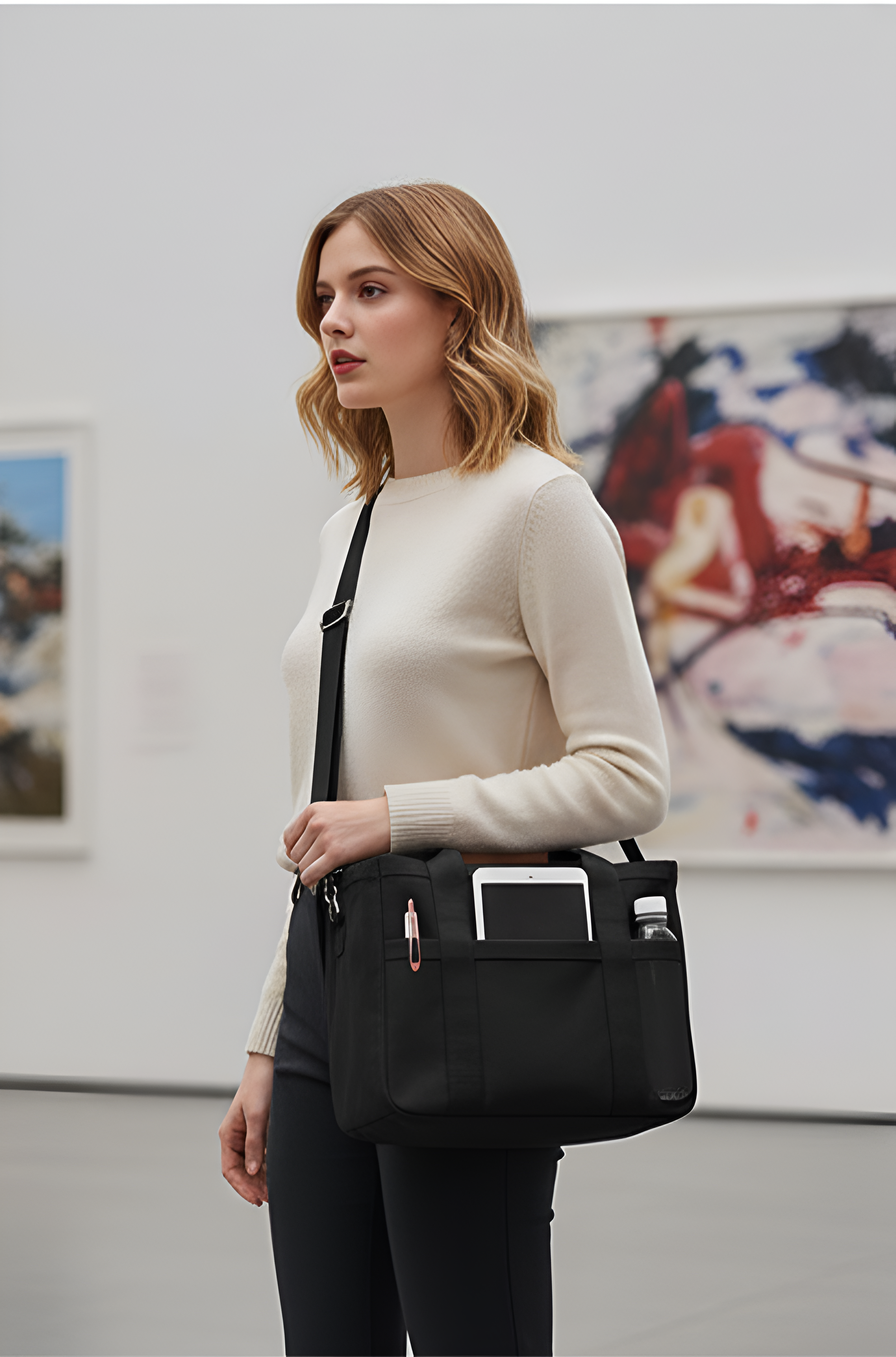 Women’s Canvas Tote Bag – Multi Pocket Large Shoulder Handbag