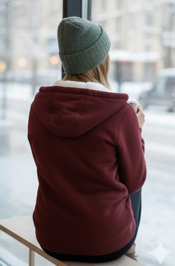 Women’s Full-Zip Hooded Jacket – Casual Winter Coat