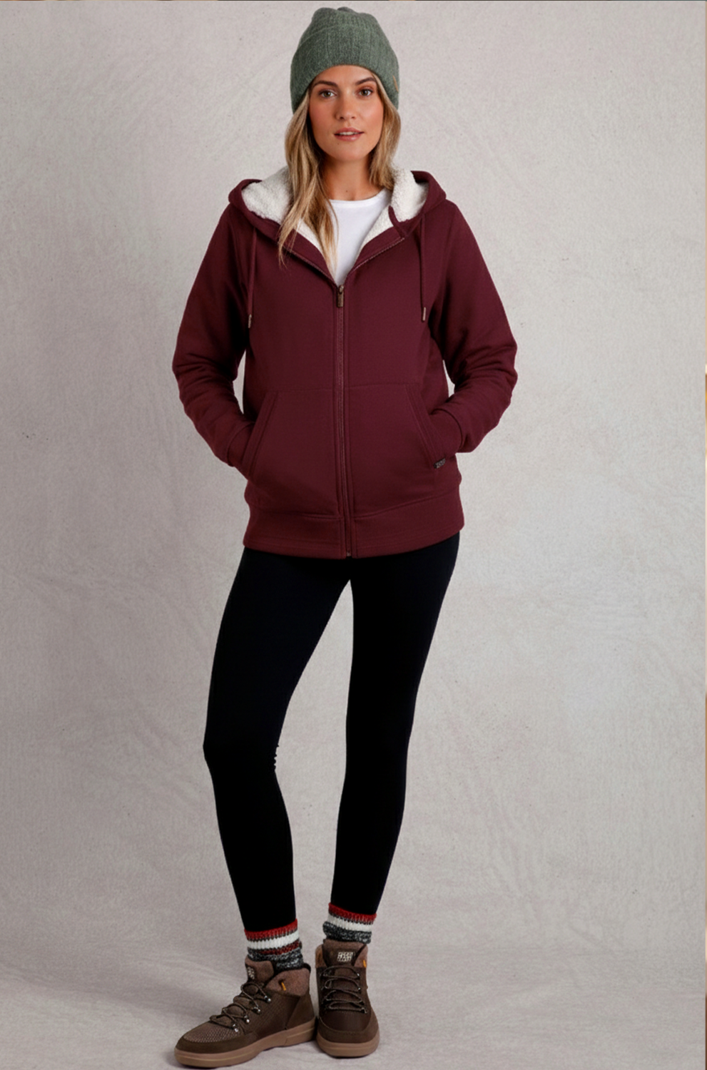 Women’s Full-Zip Hooded Jacket – Casual Winter Coat