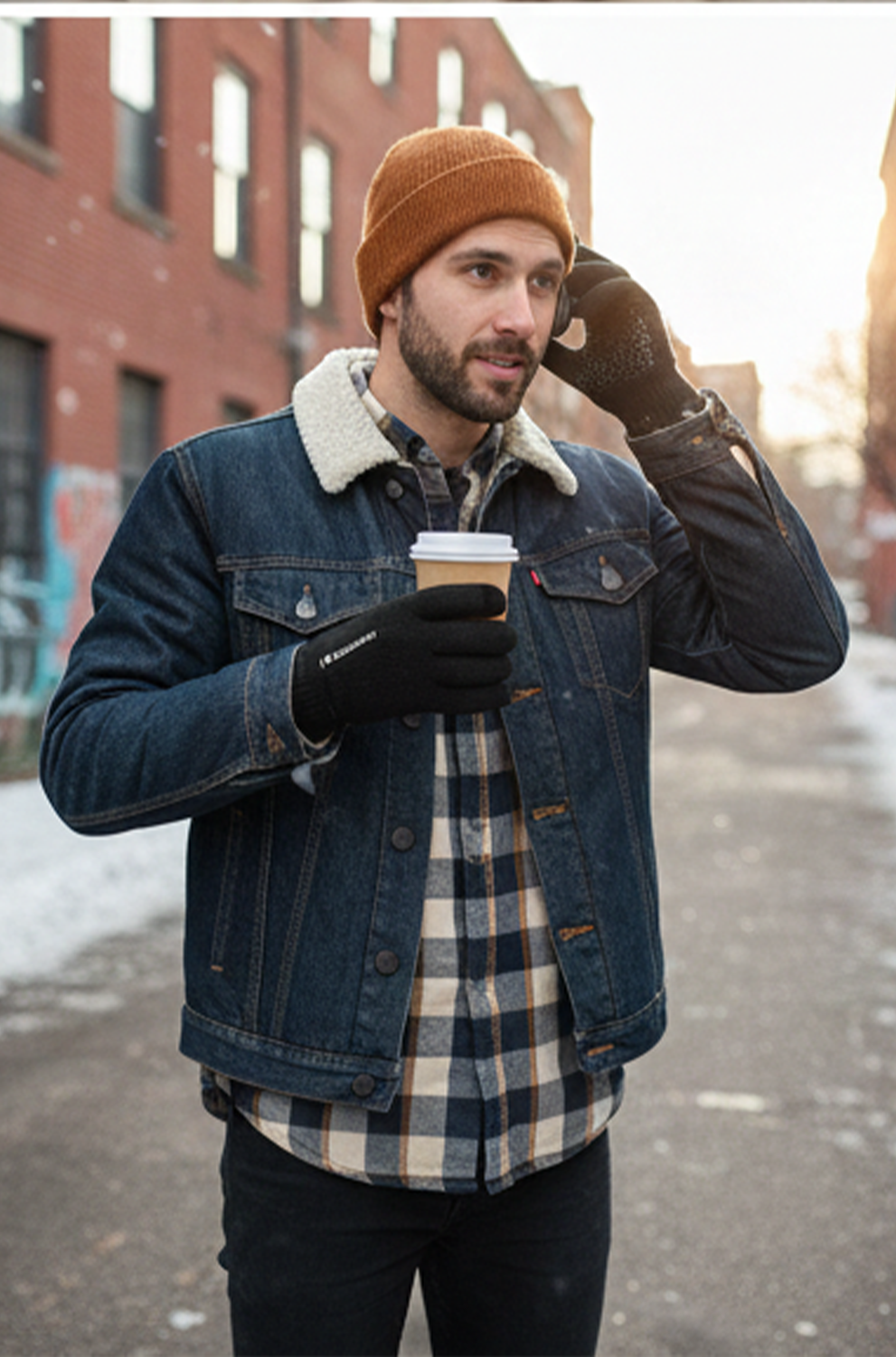 Women’s Black Winter Thermal Gloves – Warm Textured Palm