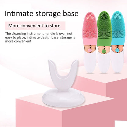 Battery-powered Silicone Acoustic Wave Face Skin Care Electric Facial Cleanser (Blue)