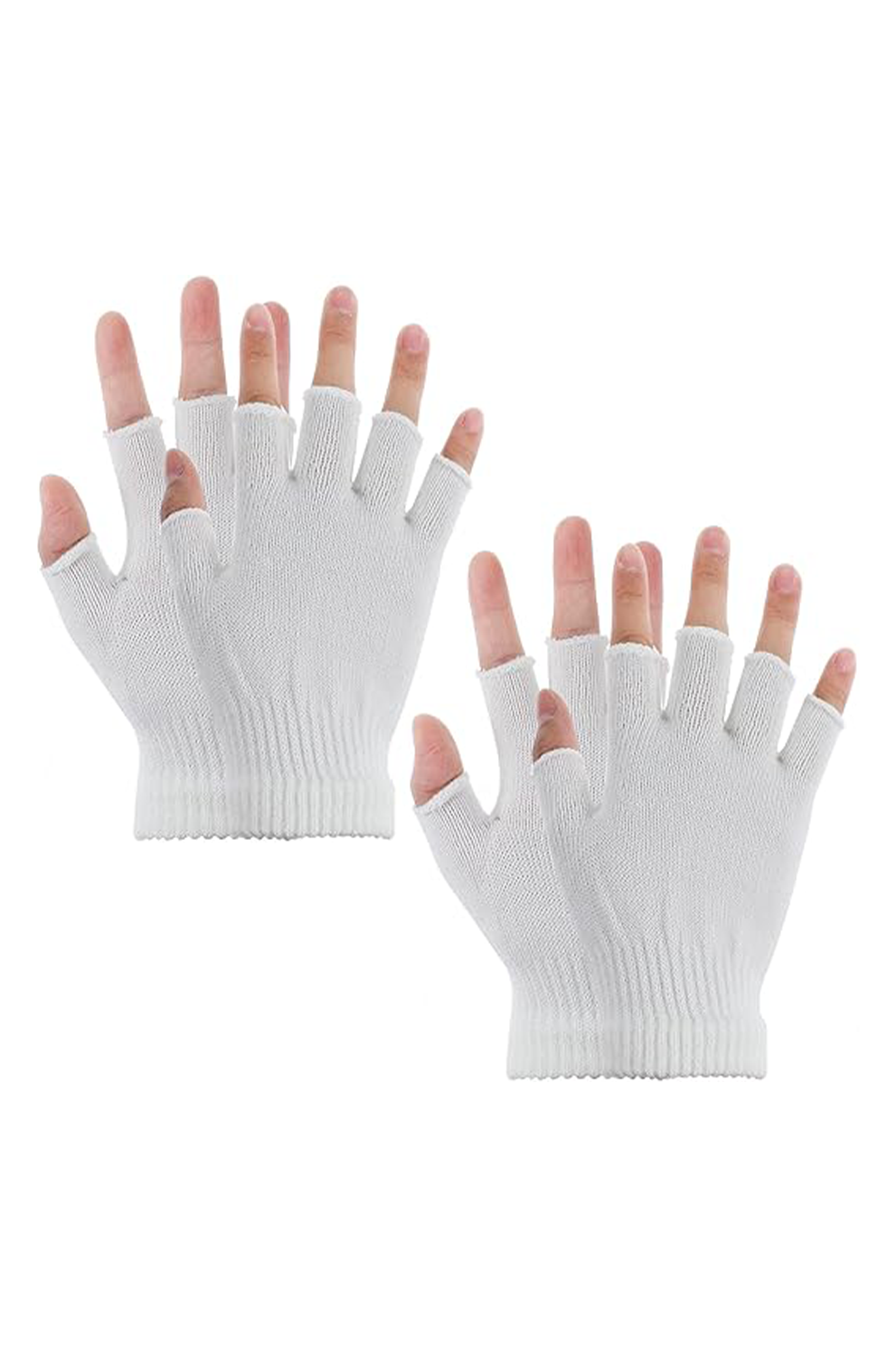 2 Pair Fingerless Winter Gloves – Warm Knit Half Finger Touchscreen Mittens