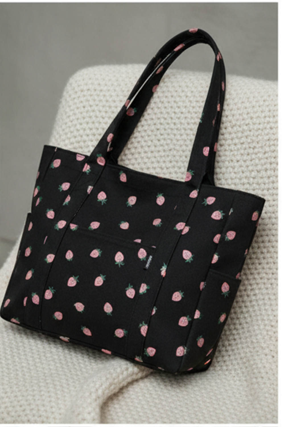 Women’s Corduroy Strawberry Tote Bag – Large Capacity Shoulder Bag