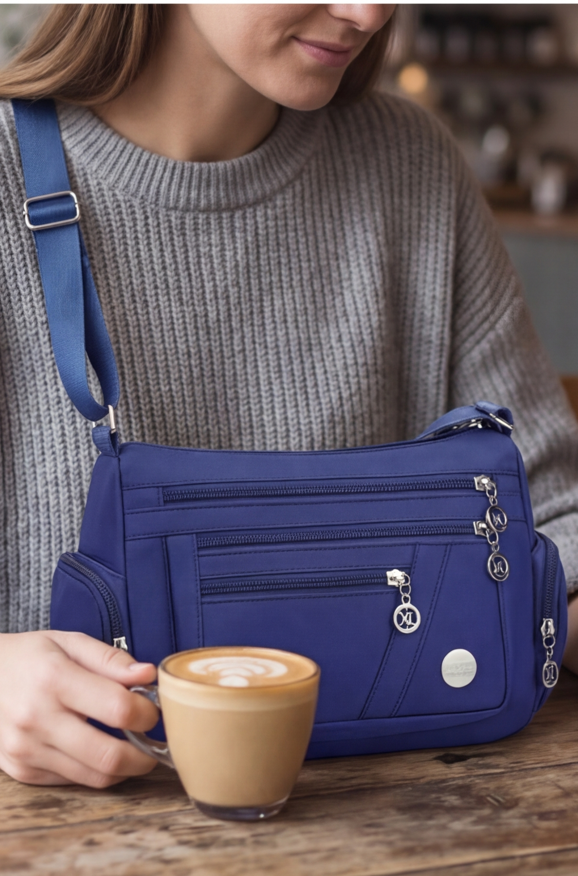 Women’s Multi-Pocket Shoulder Bag – Lightweight Adjustable Strap