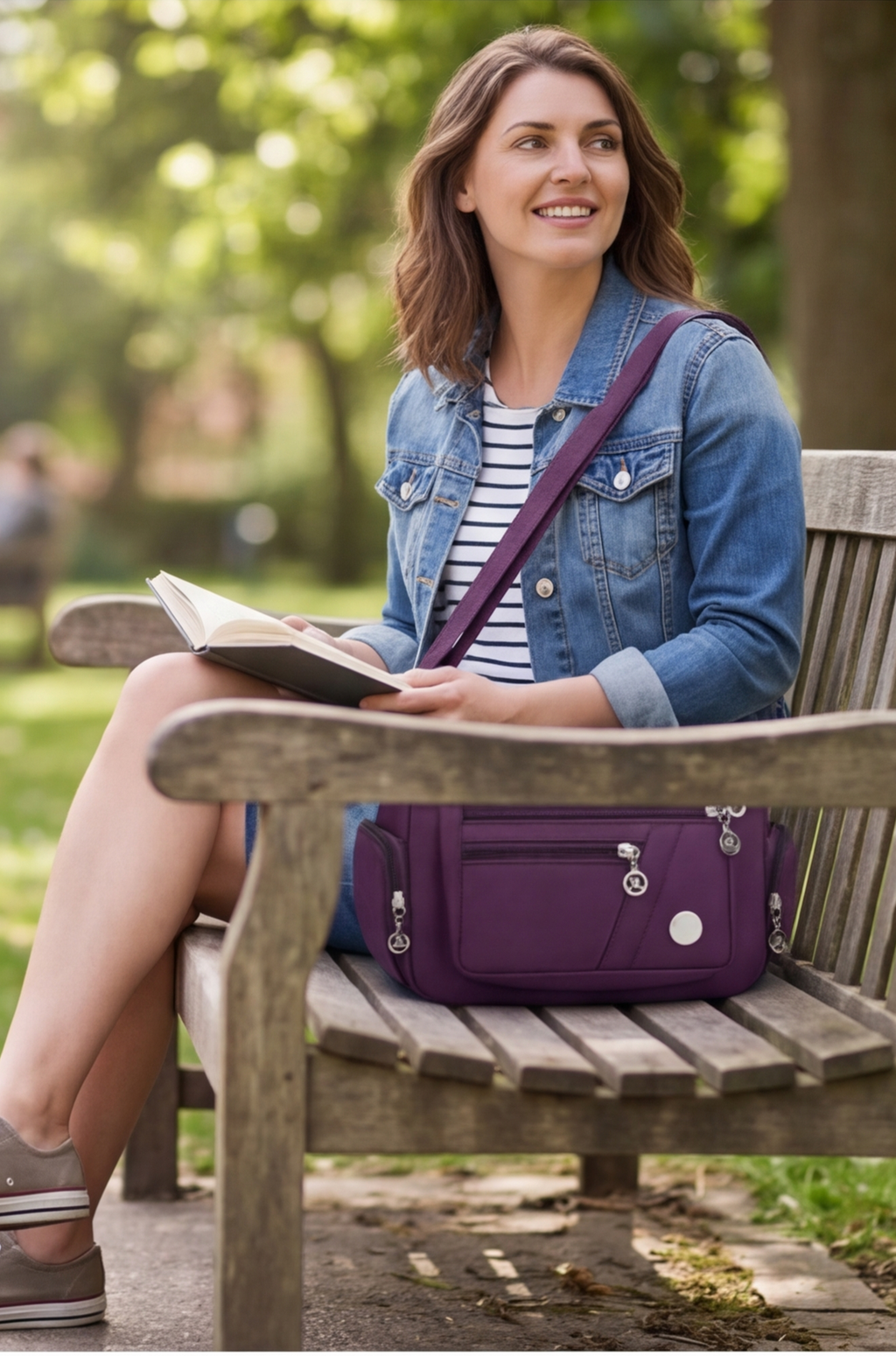 Women’s Multi-Pocket Shoulder Bag – Lightweight Adjustable Strap