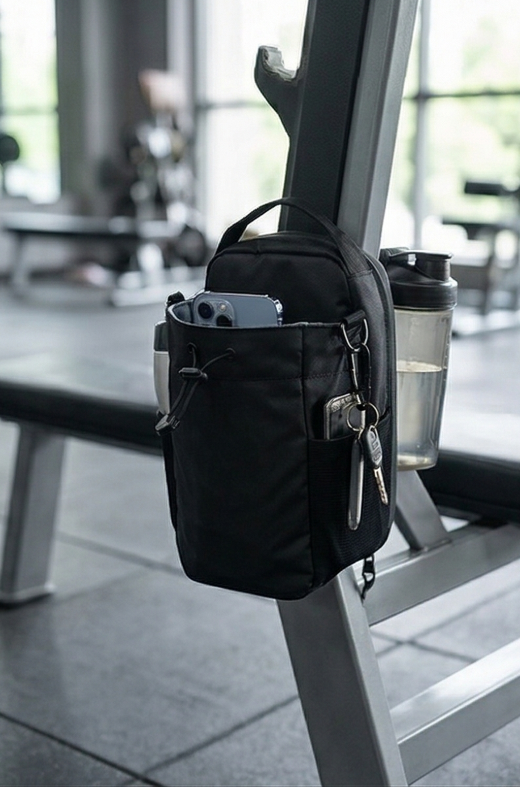 Magnetic Gym Bag – Large Capacity Bottle & Phone Holder
