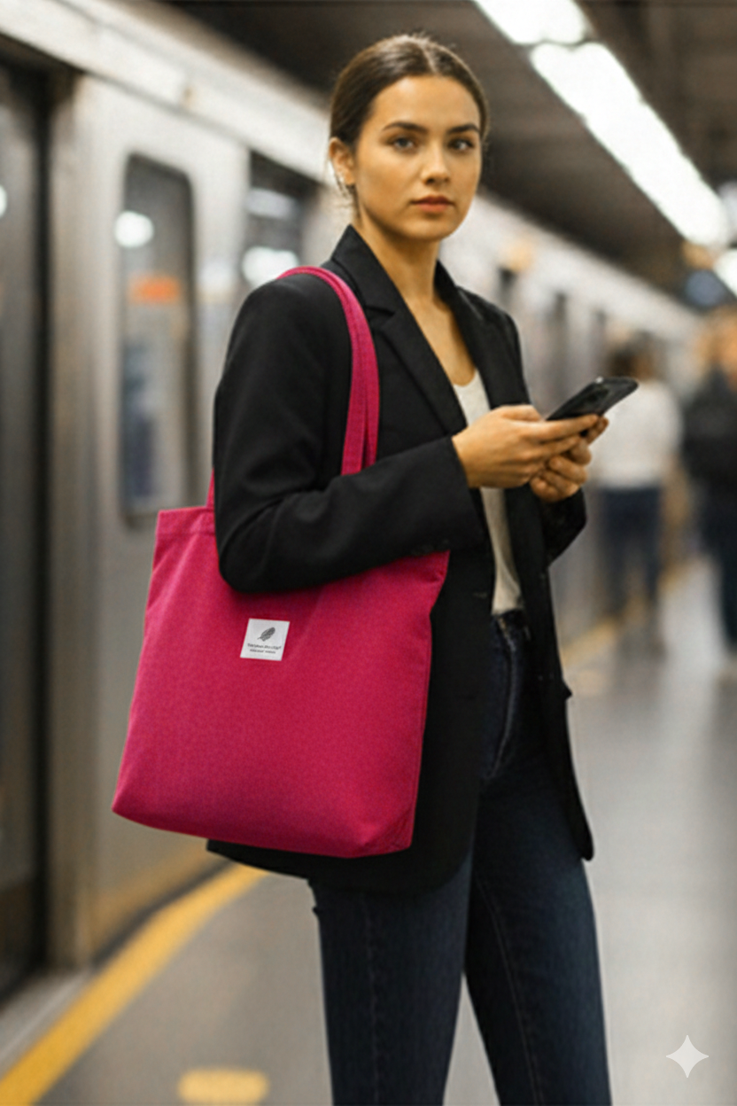 Corduroy Tote Bag for Women – Stylish Work & Travel Shoulder Bag