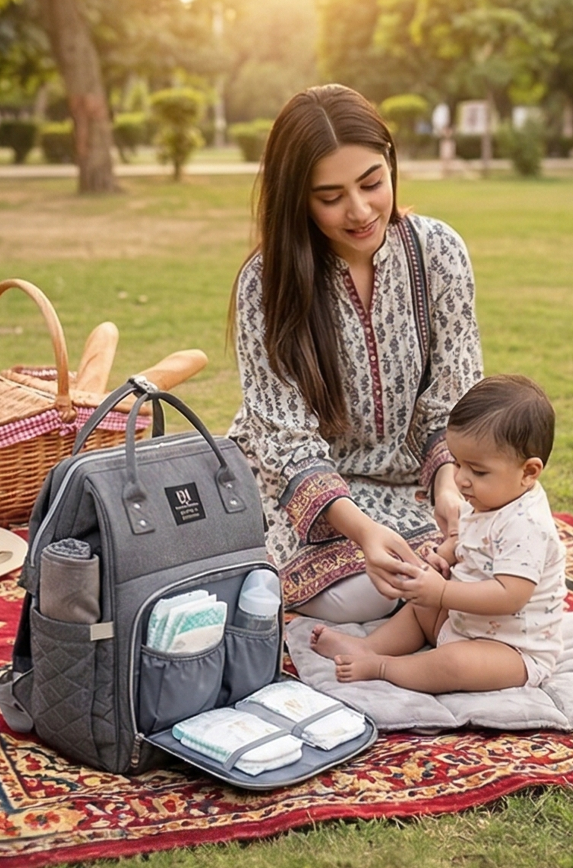 Baby Diaper Bag Backpack – Large Capacity Nappy Bag with Changing Mat