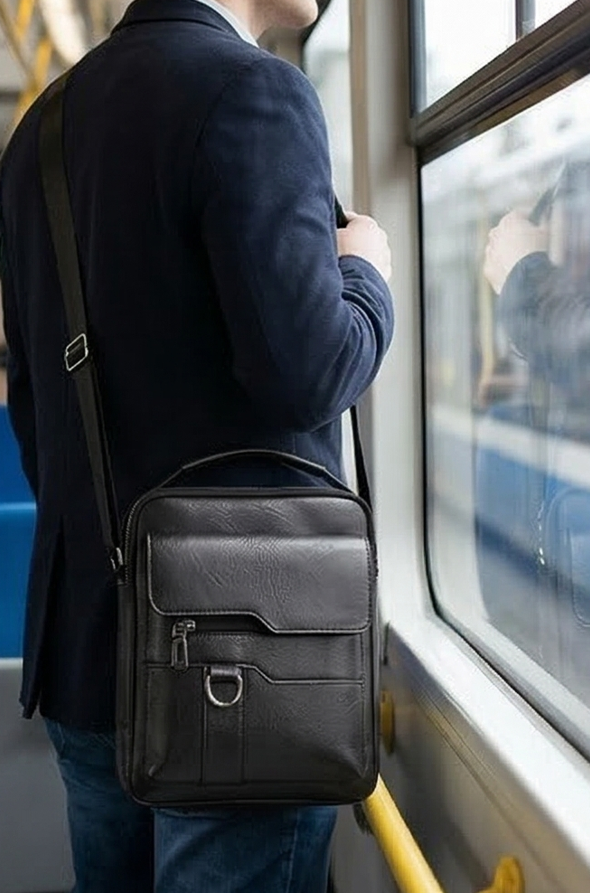 Men’s PU Leather Shoulder Bag – Professional Crossbody Briefcase