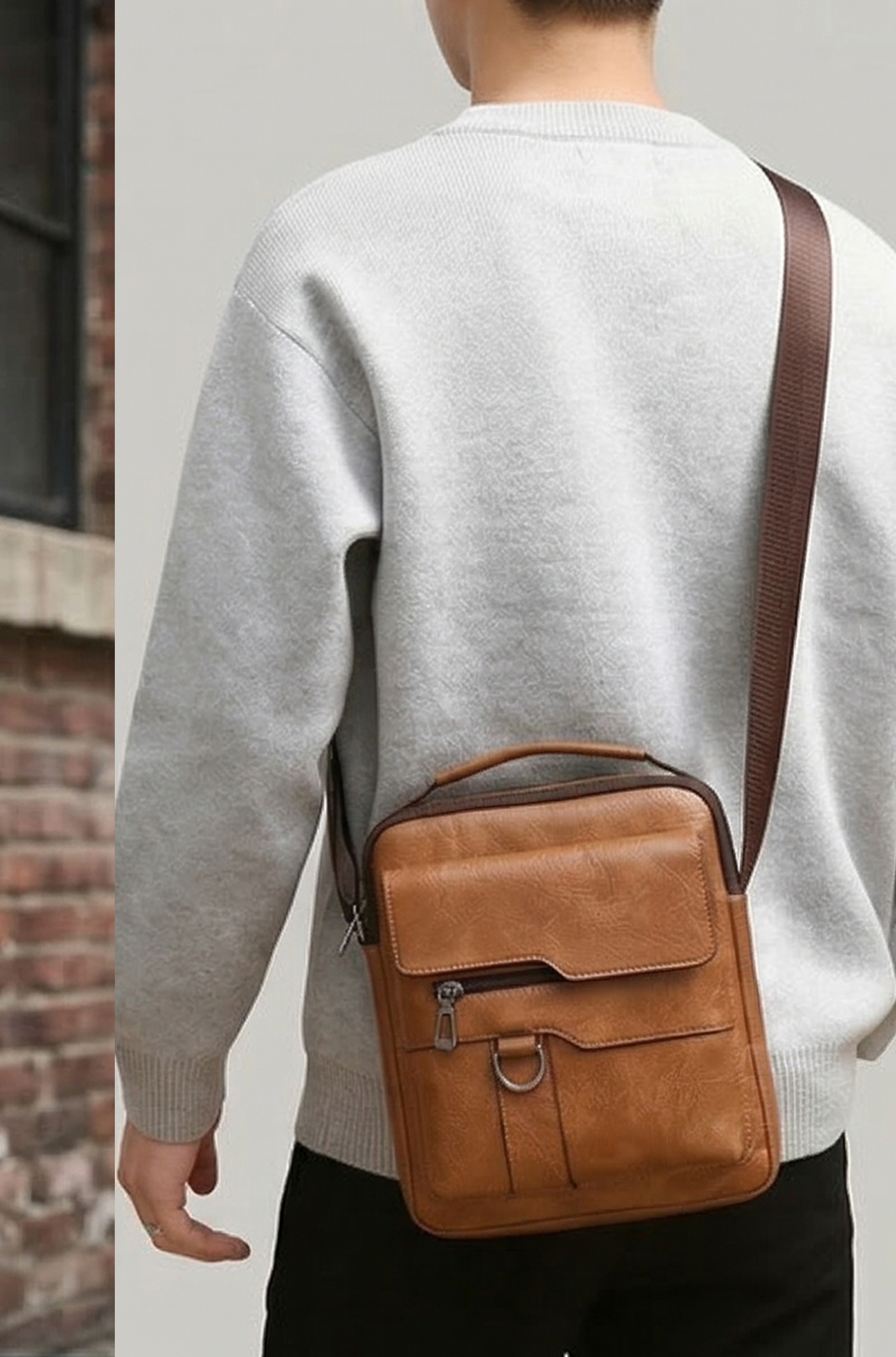 Men’s PU Leather Shoulder Bag – Professional Crossbody Briefcase