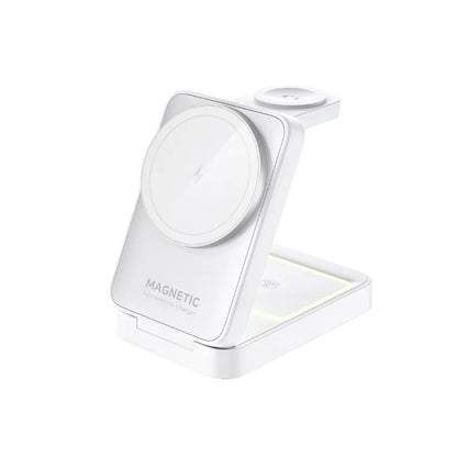 Revolutionary 3-in-1 Magnetic Wireless Charger Stand for iPhone 15/14/13/12, Apple Watch, and AirPods Pro - Fast Charging Made Easy!