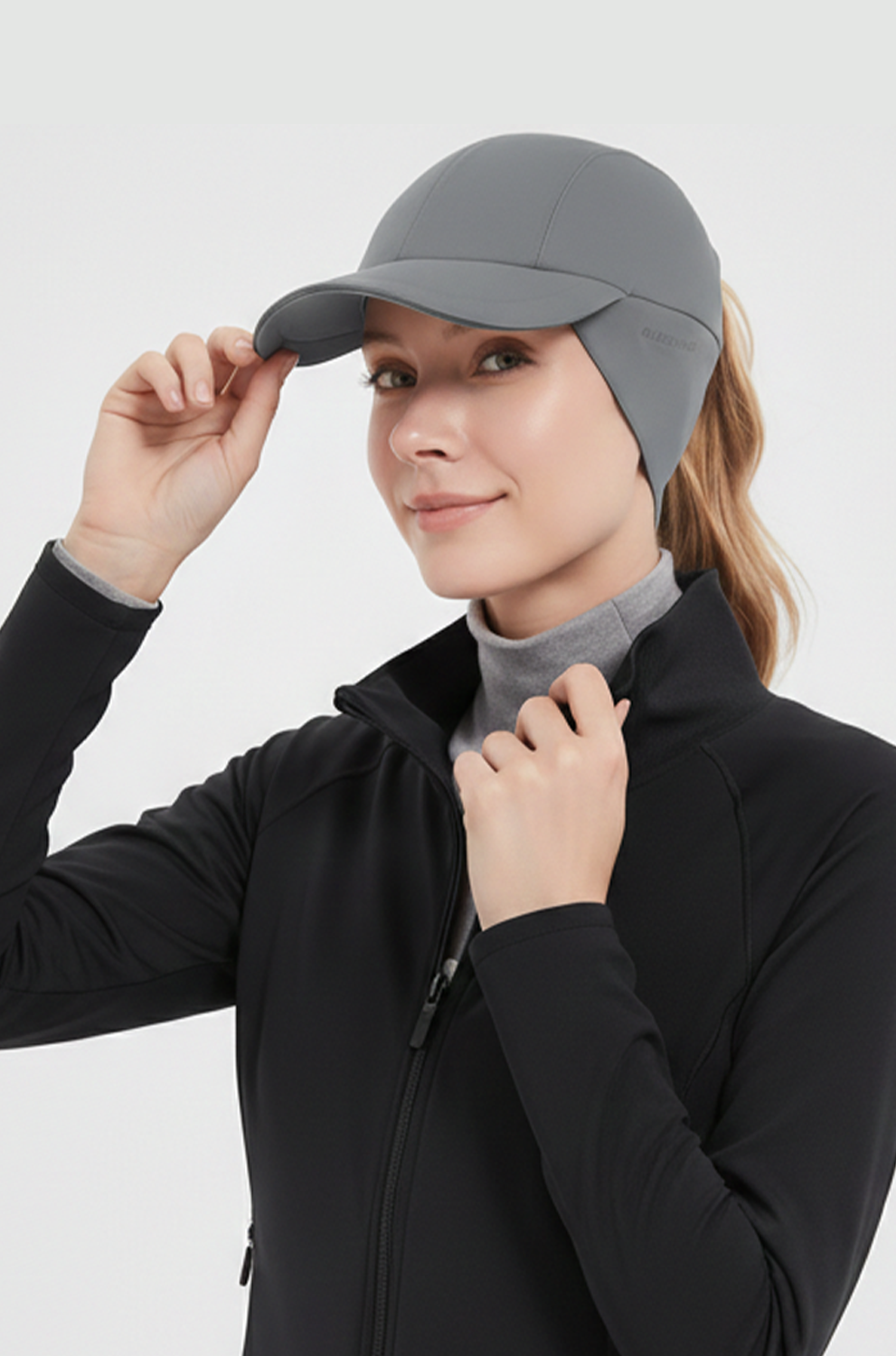 Women’s Winter Reflective Fleece Ponytail Hat – Drop Down Ear Warmer Outdoor Cap