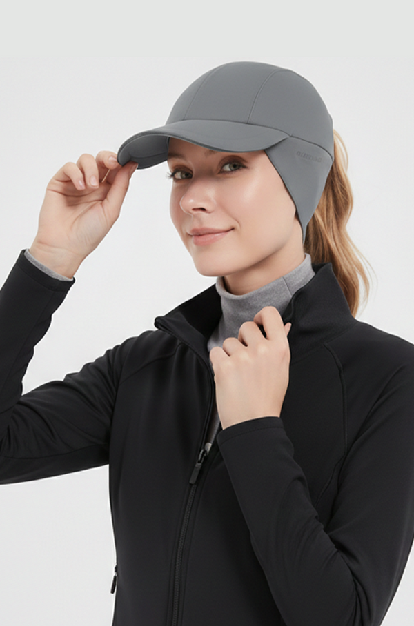 Women’s Winter Reflective Fleece Ponytail Hat – Drop Down Ear Warmer Outdoor Cap