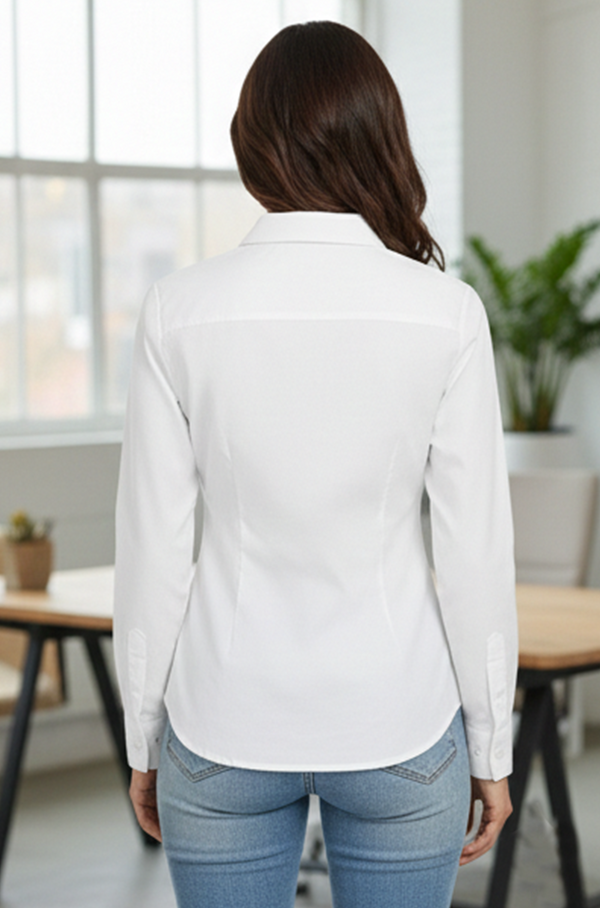 Women’s Long Sleeve Dress Shirt – Regular Fit Stretch Work Blouse