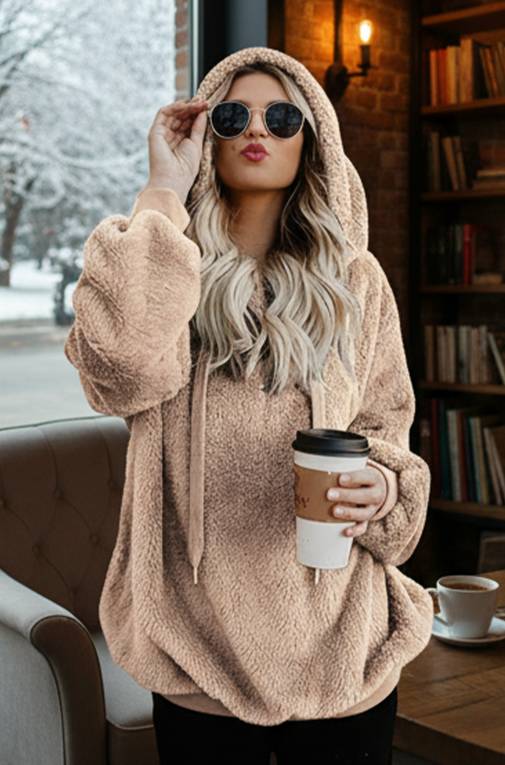 Women’s Double Fuzzy Fluffy Hoodie – Cozy Winter Hoodie