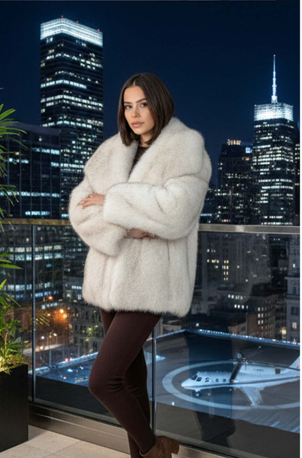 Women’s Faux Fur Coat – Lapel Open Front Fluffy Winter Overcoat