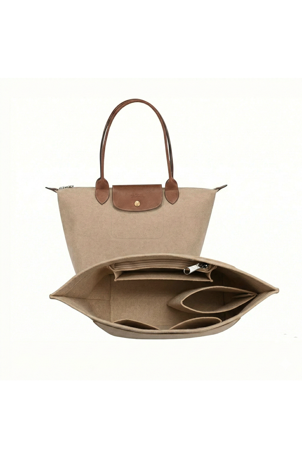 Felt Bag Organizer Insert – Handbag Liner with Makeup Pockets