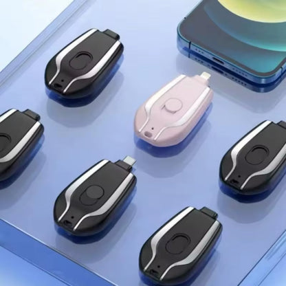 Compact 1500mAh Mini Keychain Power Bank - Your Essential Portable Emergency Charger for iPhone, Samsung, and Xiaomi