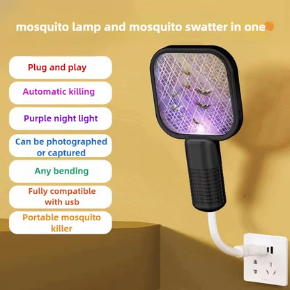Zap Away Pests with Ease: The Ultimate Rechargeable Electric Mosquito Swatter Featuring UV Light – Your Perfect Companion for Camping and Outdoor Adventures!